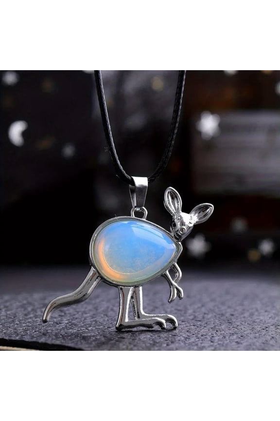 Opalite Gems Kangaroo Crystal Necklace Magic Reiki Healing Amulet-default