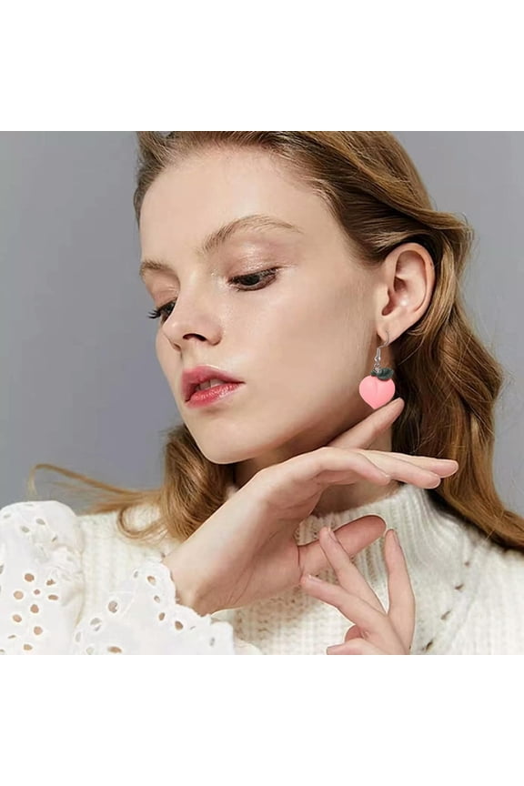 Peach Earrings For Women Fashionable Cute Pearl Peach Fruit Earrings-default