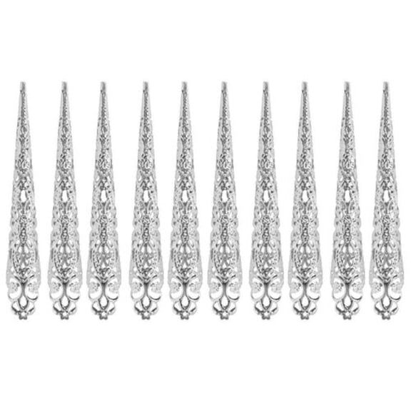 QQTDFG Peacock Exquisite Finger Jewelry False Nail Finger Nail Tip Dance False Nail-Silver-8cm-10Pcs