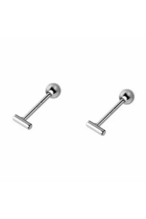 Plain Bar 925 Sterling Silver Helix Screw Back Stud Post Safe Earrings A1989-4mm