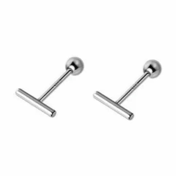 QQTDFG Plain Bar 925 Sterling Silver Helix Screw Back Stud Post Safe Earrings A1989-8mm