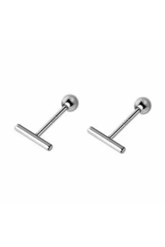 Plain Bar 925 Sterling Silver Helix Screw Back Stud Post Safe Earrings A1989-8mm