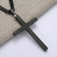 thumbnail image 1 of QQTDFG Polished Big Cross Pendant Necklace 316L Stainless Steel Men Women Cuban Chain-Black-40inch or 101cm, 1 of 5
