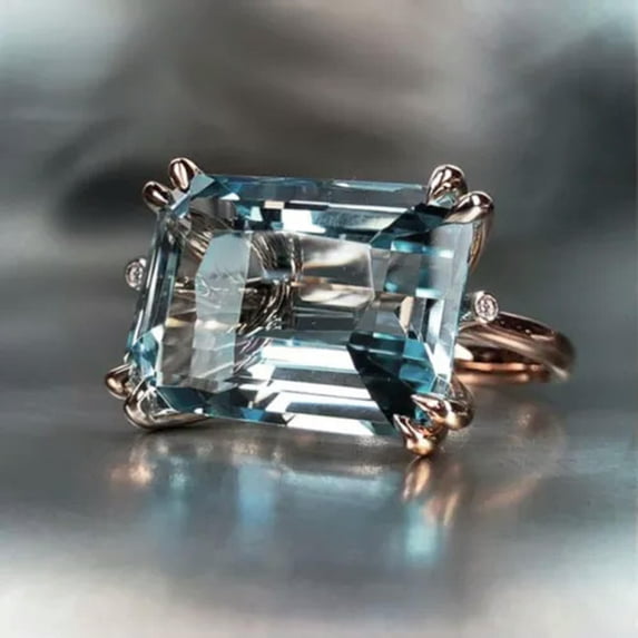 QQTDFG Pretty 925 Silver Rings Aquamarine Women Jewelry Wedding Rings Size 6-10-10