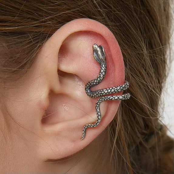 QQTDFG Punk Snake Sterling Silver Ear Cuff SINGLE Wrap Climber Crawler Earring A1853-default