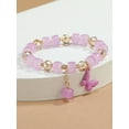 thumbnail image 1 of QQTDFG Purple Butterfly Charm Beaded Bracelet Stackable Stretch Bracelets Purple Beads-default, 1 of 4