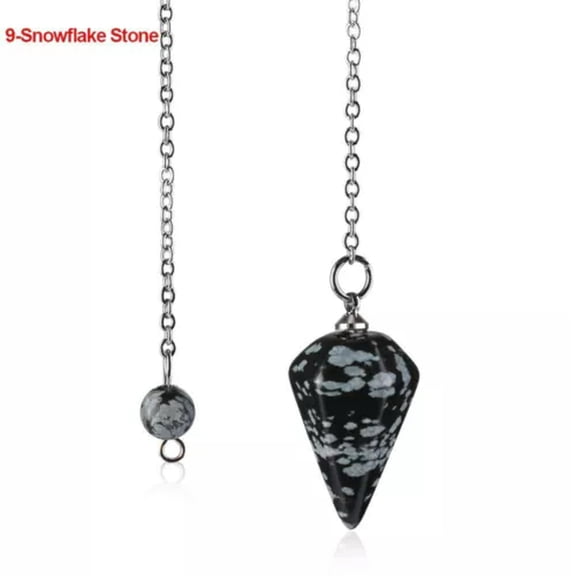 QQTDFG Pyramid Rose Quartz Reiki Pendulum Pendant Amulet Healing Crystal Natural Stone-9-Snowflake Stone