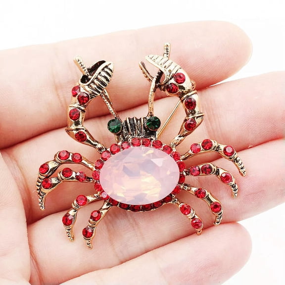 QQTDFG Red Crystal Rhinestone Cute Crab Animal Retro Brooch Pin Jewelry Party Gift-default