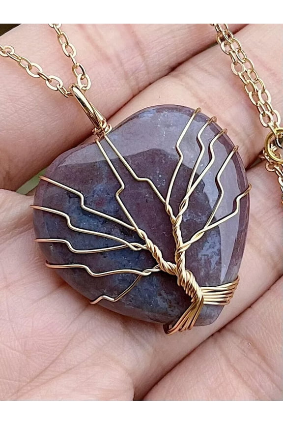 Red Indian Agate Gem Tree Of Life Necklace Chakra Reiki Healing Amulet-default