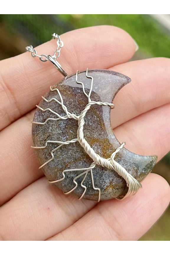 Red Indian Agate Tree Of Life Necklace Moon Chakra Healing Amulet 50cm/20in-default