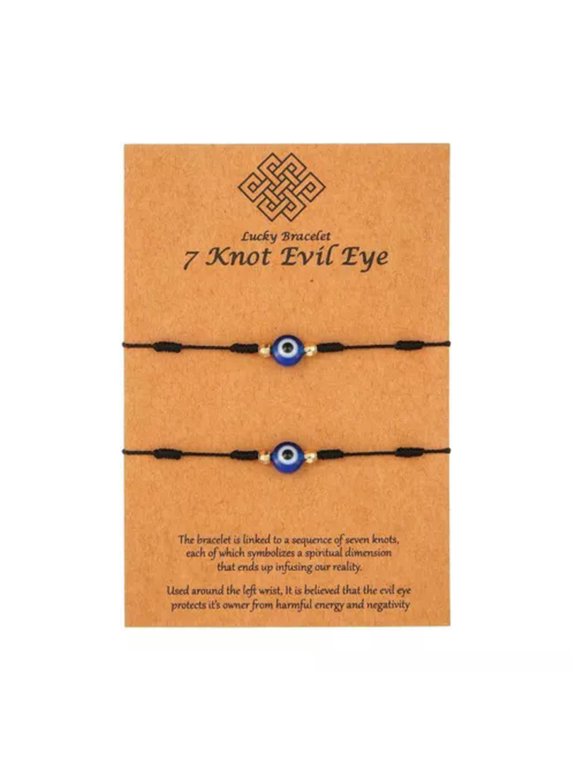 Red String Amulet Evil Eye Bracelet Adjustable Woven Bracelet Costume Jewellery-BLACK-B