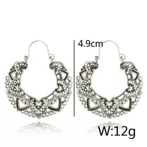 QQTDFG Retro 925 Silver Hollow Out Hoop Earrings for Women Wedding Party Jewelry A Pair-#1