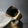 thumbnail image 1 of QQTDFG Ring for Men Women Gold Plated Stainless Steel Brown Stone Band Wedding Gift-Gold Black-11, 1 of 8