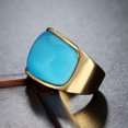 thumbnail image 1 of QQTDFG Ring for Men Women Gold Plated Stainless Steel Brown Stone Band Wedding Gift-Gold Blue-9, 1 of 9