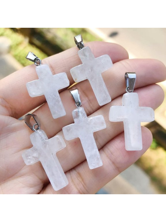 Rock Quartz Gem Tree Of Life Necklace Chakra Cross Reiki Healing Amulet-default