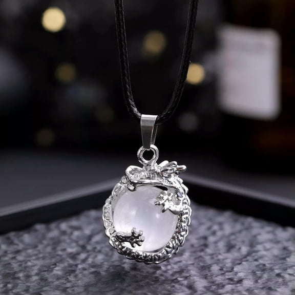 QQTDFG Rock Quartz Gems Dragon Ball Necklace Magic Reiki Healing Amulet-default