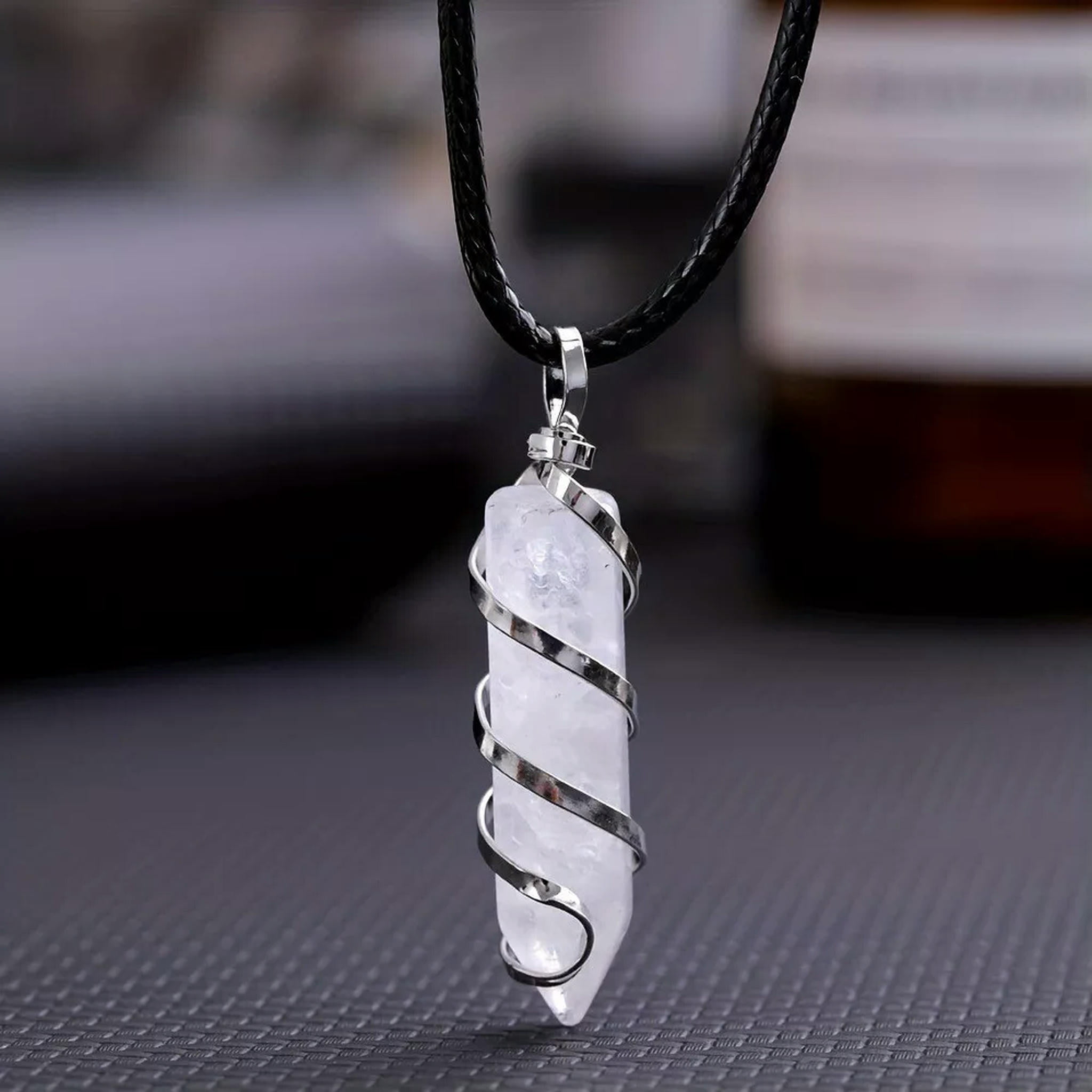 Pendulum Rocks QQTDFG Rock Quartz Gems Pillar Pendulum Necklace Magic Reiki Healing ...