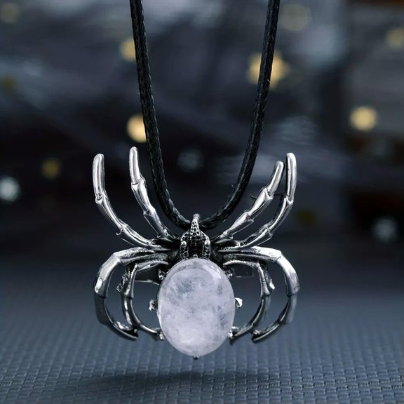 QQTDFG Rock Quartz Gems Spider Crystal Necklace Magic Reiki Healing Amulet-default
