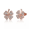 thumbnail image 1 of QQTDFG Rose Gold Platinum Plated Earrings Stud AAA Zirconia Push Back Clover .48" L251-18K Gold Rose Plated, 1 of 7