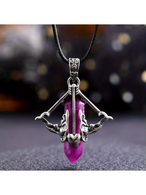 Rose Red Spot Gems The Arrow of Cupid Necklace Magic Reiki Healing Amulet-default