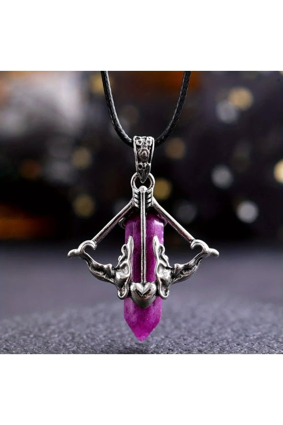 Rose Red Spot Gems The Arrow of Cupid Necklace Magic Reiki Healing Amulet-default