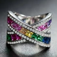 thumbnail image 1 of QQTDFG Round Cubic Zircon 925 Silver Ring Fashion Women Wedding Jewelry Gift Sz 6-10-#3-7, 1 of 2