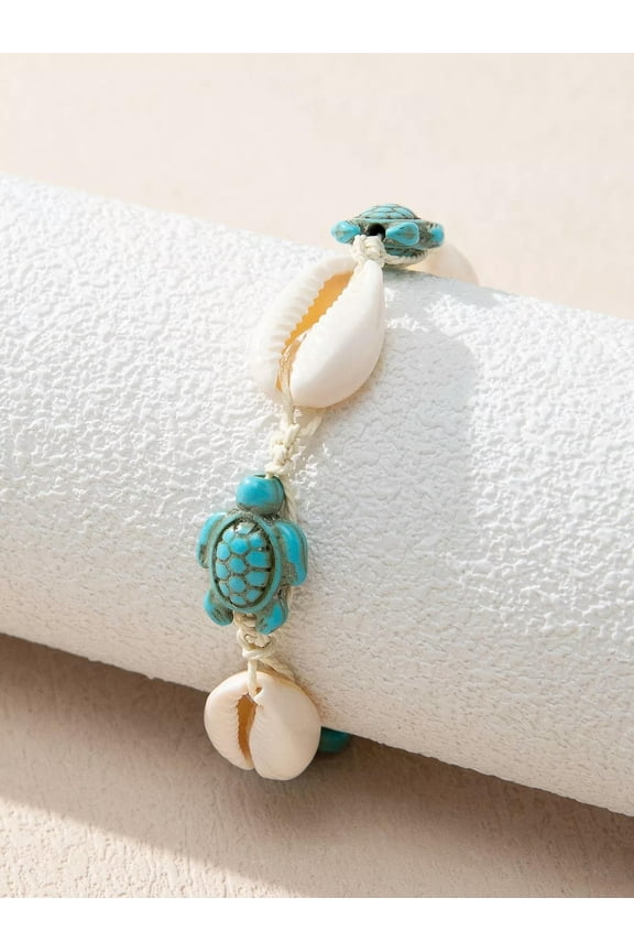 Sea Turtle & Shell Decor Bracelet Women Bracelet Stackable Bracelet Crafted-default