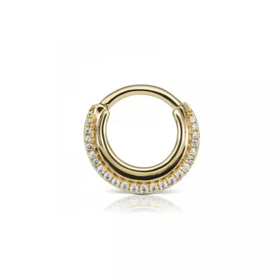 QQTDFG Septum Clicker Nose Ring Sterling Silver Piercing Hoop 18G A1515-Gold