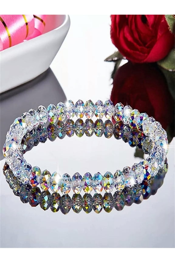 Shiny Artificial Crystal Delicate Charm Beaded Bracelet Women Bracelet Stackable-default