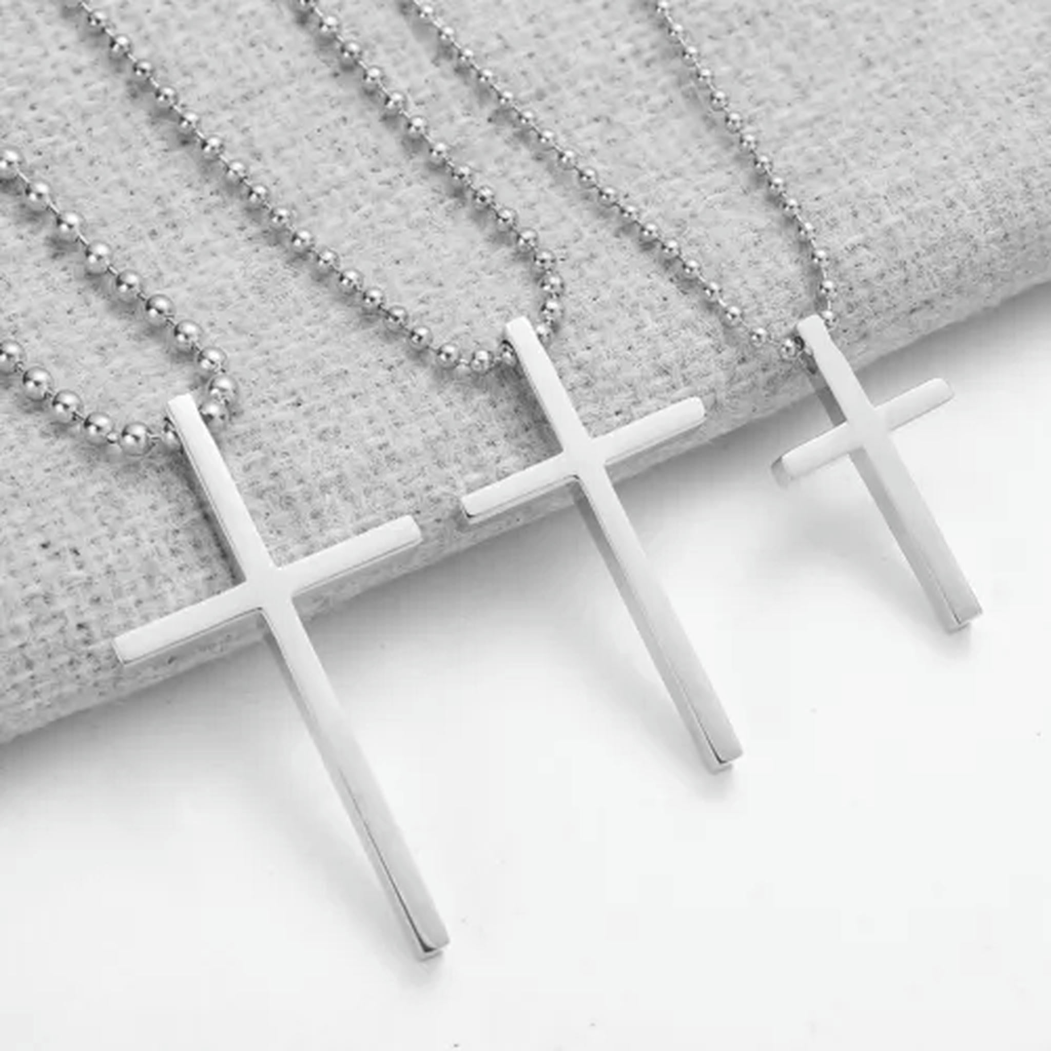 QQTDFG Silver Stainless Steel Cross Pendant Necklace for Men Women