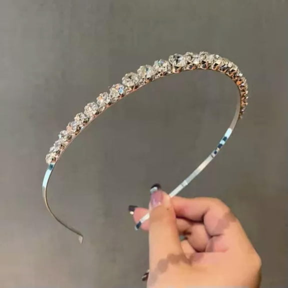 QQTDFG Simplicity Diamond Rhinestones Headband Shiny Drill Head Wrap Women Girls-silver