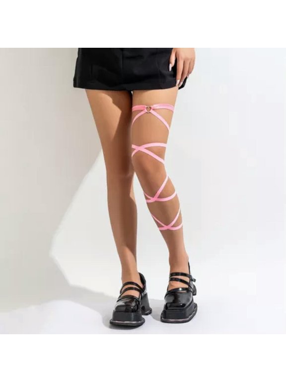 Simplicity Leg Chain Temperament Heart Leg Ring New Elastic Strap Leg Chain-Pink