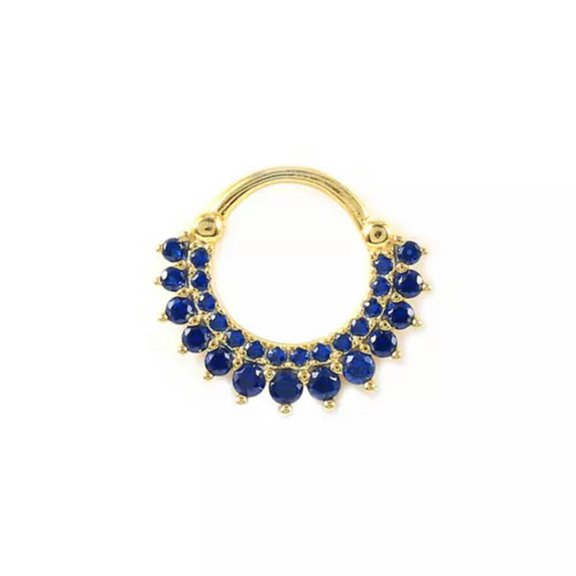 QQTDFG Single Daith Hoop Sterling Silver Helix Ring Cartilage Piercing Earring A4492-H - Gold with Deep Blue