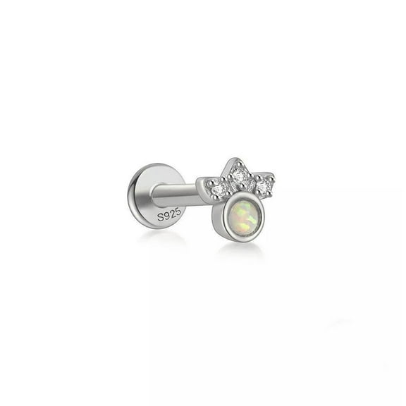 QQTDFG Single Labret Monroe Lip Stud Sterling Silver Piercing Bar Imitation Opal A4488-default