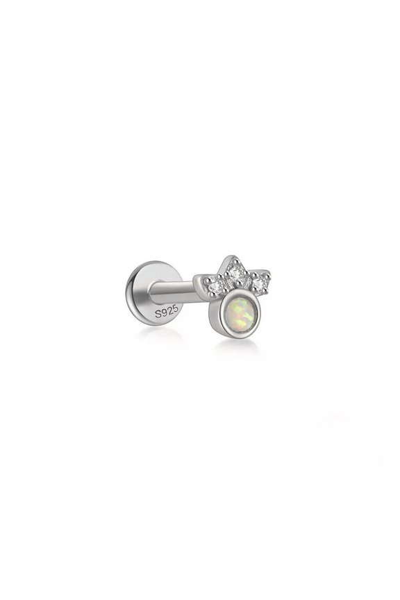 Single Labret Monroe Lip Stud Sterling Silver Piercing Bar Imitation Opal A4488-default