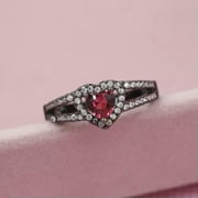 QQTDFG Size7, 8,9, Rare Red Crystal 18K Black Gold Filled Mans Fashion Solitaire R13-9