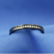 QQTDFG Size7, 8,9, Rare White Crystal 18K Black Gold Filled Mans Fashion Solitaire R15-8