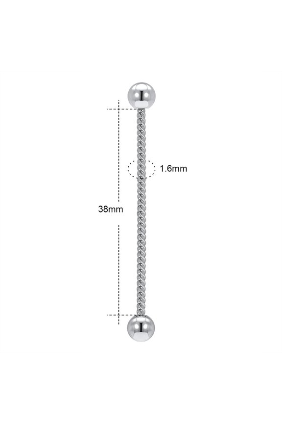 Snake Stainless Steel Stud Earring Long Industrial Barbell Earring Jewelry 38MM-Silver-1