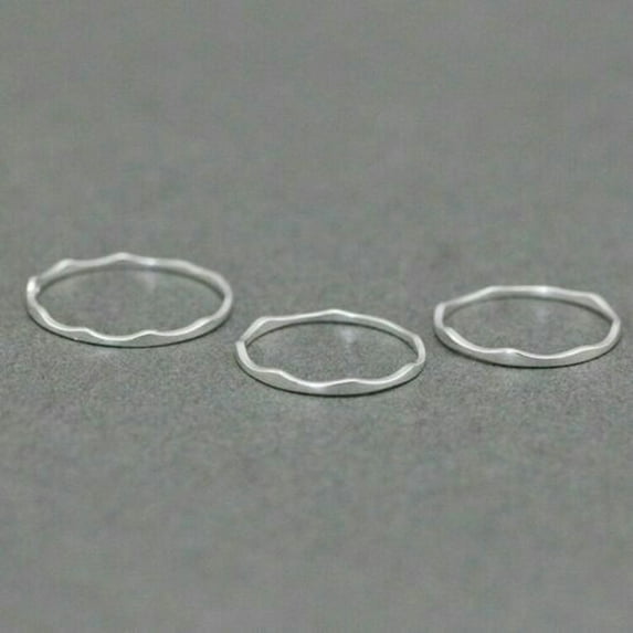 QQTDFG Solid Sterling Silver Plain Dainty Thin Above Knuckle Midi Pinkie Ring A3388-5