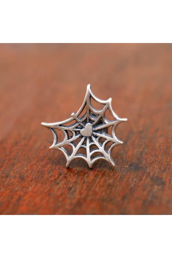 Spider Web Stud 925 Sterling Silver Post Earring A1261-1 single earring (1 piece)