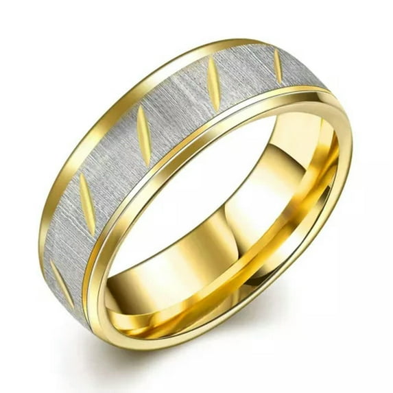 QQTDFG Stainless Steel Band Fashion Ring Yellow Gold Men's Unisex B459-6