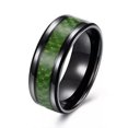 thumbnail image 1 of QQTDFG Stainless Steel Black Mens Band Carbon Fiber Silver Black Blue Ring B558-6-Green, 1 of 7