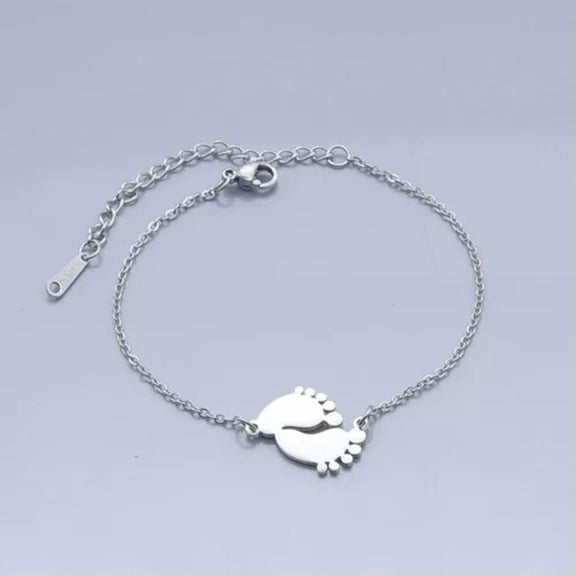 QQTDFG Stainless Steel Bracelet Lobster Baby Feet Silver Ajustable Z213-Silver