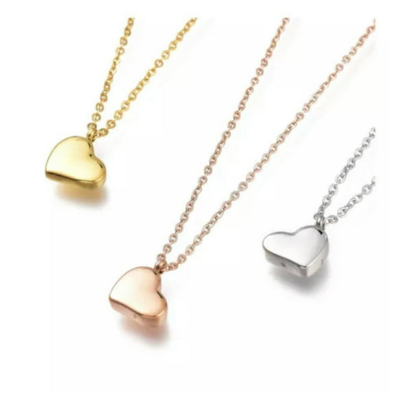 QQTDFG Stainless Steel Heart Pendants Necklaces Lobster 16.5" 42cm Z504-Gold