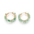 thumbnail image 1 of QQTDFG Stainless Steel Hoop Earrings Pearl Ring White Gold Agate Tiger Eye Howlite P326-Agate(Green), 1 of 2