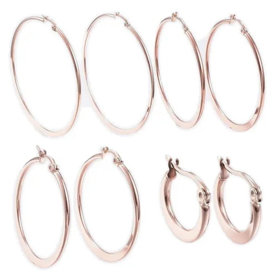 QQTDFG Stainless Steel Hoop Earrings Rose Gold Silver 0.6" To 2.8" Pin 0.7x1mm P561-2.0"-Rose Gold