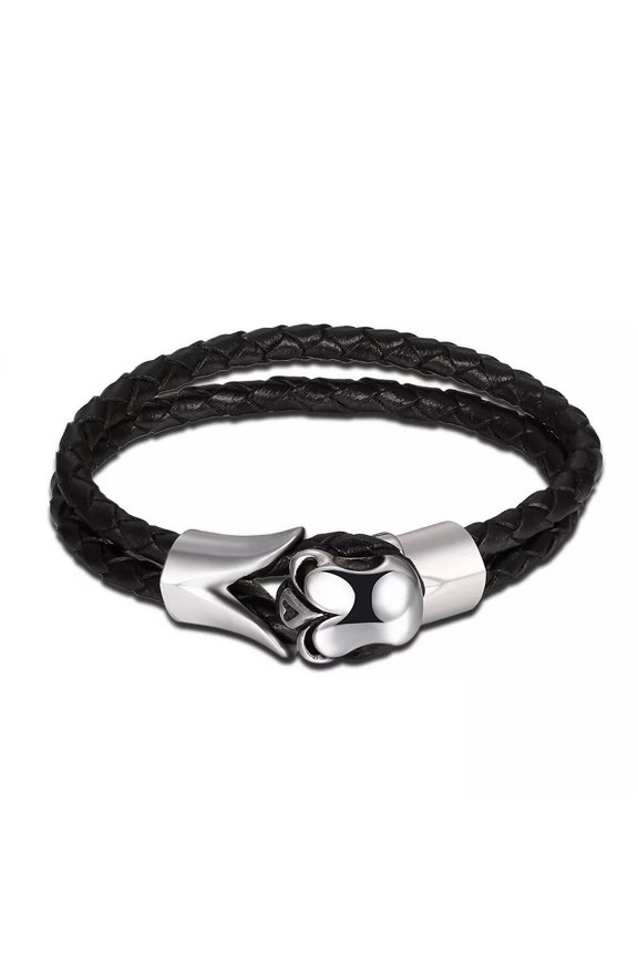 Stainless Steel Leather Bracelet 8 Inches 14.4MM Hook L347-default