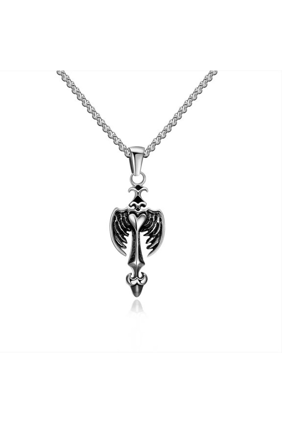 Stainless Steel Necklace Men's Pendant Cross Biker Gothic Lobster Clasp B212-default