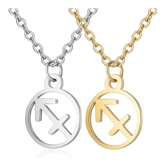 QQTDFG Stainless Steel Pendant Necklace Lobster Zodiac Sign Gold Silver 16.3" 2mm Z578-Sagittarius-Gold