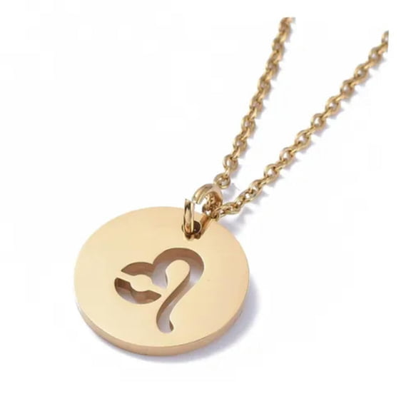 QQTDFG Stainless Steel Pendant Necklace Lobster Zodiac Sign Gold Silver 17.7" 2mm Z447-Leo-Gold